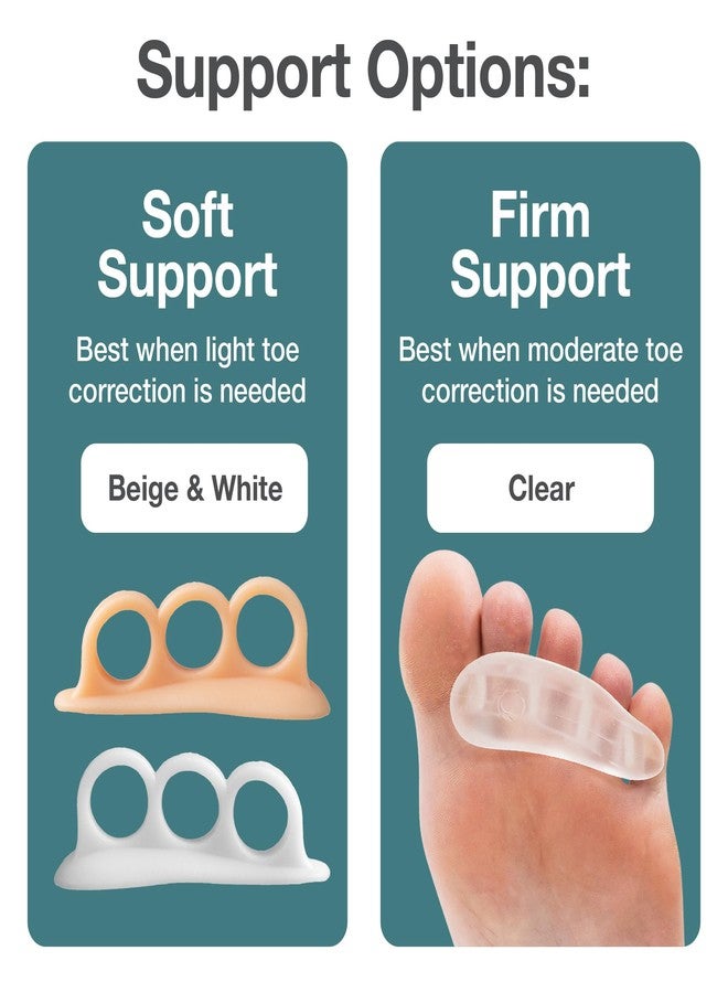 ZenToes Hammer Toe Corrector for Women & Men | Triple Loop Gel Toe Spacers & Separators | Realign Bent, Crooked, Curled, Claw, Hammertoes | Soft Support for Straightening | 4 Pack, Beige - Image 4
